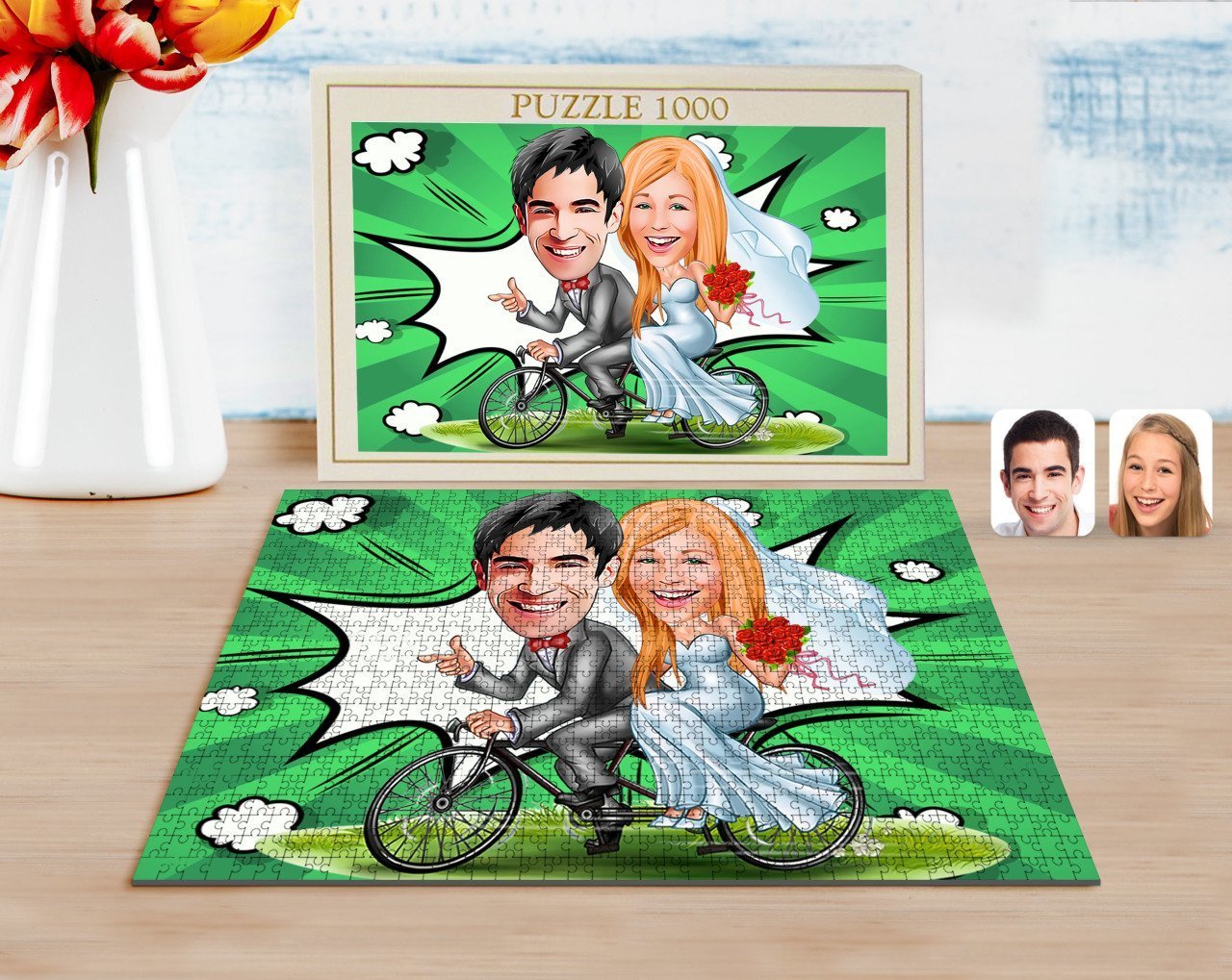 Kişiye Özel Evleniyoruz Karikatürlü 1000 Parça Profesyonel Puzzle-3