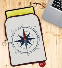 BK Gift Pusula Tasarımlı Taşınabilir Koruyucu Tablet Kılıfı & Organizer Çanta - Bordo-1