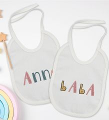 BK Kids Anne ve Baba Tasarımlı 2’li Beyaz Mama Önlüğü-1