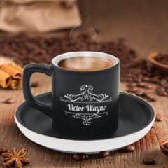 BK Gift Kişiye Özel İsimli Siyah Renk Türk Kahvesi Fincanı-8, Arkadaşa Hediye, Sevgiliye Hediye, Yıl Dönümü Hediyesi