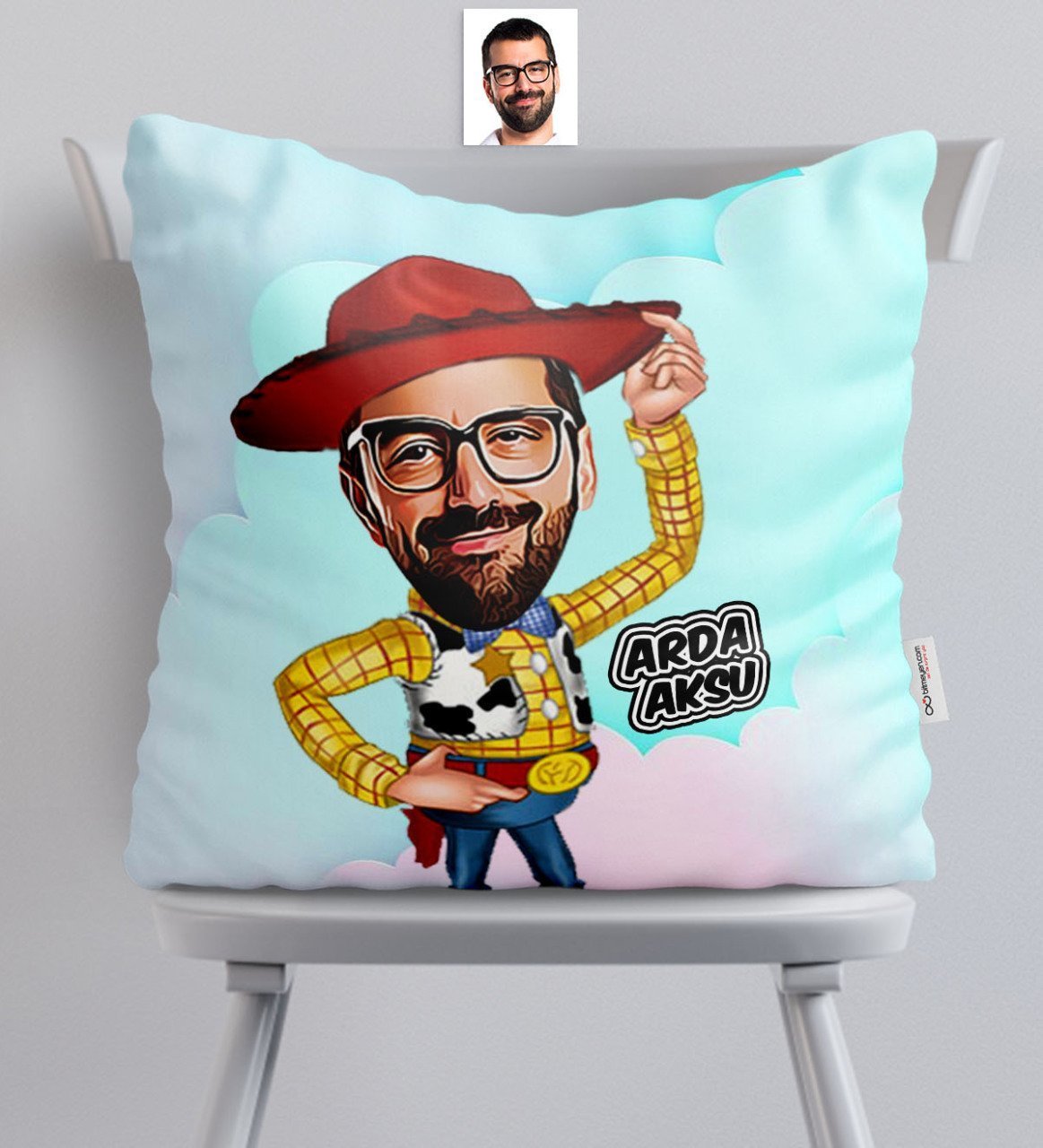 Kişiye Özel Bay Toy Story Karikatürlü Saten Yastık