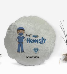 Kişiye Özel İsimli Hemşir Tasarımlı Dekoratif Kırlent Yastık-1