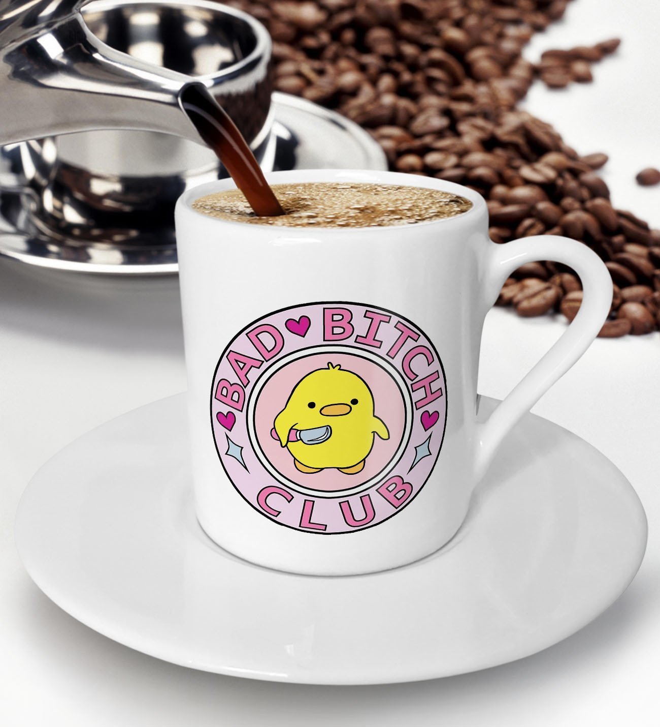 BK Gift Bad Bitch Club Tasarımlı Türk Kahvesi Fincanı - Model 1