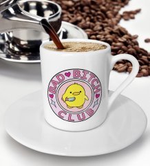 BK Gift Bad Bitch Club Tasarımlı Türk Kahvesi Fincanı - Model 1
