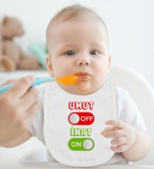BK Kids Umut Off Tasarımlı Beyaz Bebek Body Zıbın ve Mama Önlüğü Hediye Seti-1