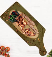 BK Gift Retro Motif Tasarımlı Dikdörtgen Şeklinde Doğal Ahşap Servis ve Sunum Tabağı Model 4