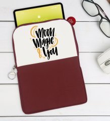 BK Gift Moon Magic & You Tasarımlı Taşınabilir Koruyucu Tablet Kılıfı & Organizer Çanta - Bordo-1