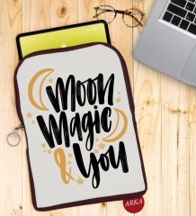 BK Gift Moon Magic & You Tasarımlı Taşınabilir Koruyucu Tablet Kılıfı & Organizer Çanta - Bordo-1