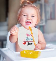 BK Kids Anne Baba Tasarımlı 2’li Beyaz Mama Önlüğü-1
