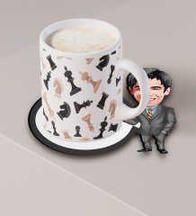 Kişiye Özel Sevgililer Karikatürlü Ahşap Bardak Altlığı-54