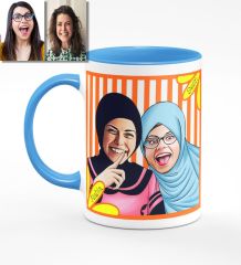 Kişiye Özel Türbanlı Karikatürlü Mavi Kupa Bardak 37m723
