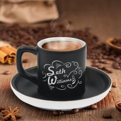 BK Gift Kişiye Özel İsimli Siyah Renk Türk Kahvesi Fincanı-6, Arkadaşa Hediye, Sevgiliye Hediye, Yıl Dönümü Hediyesi