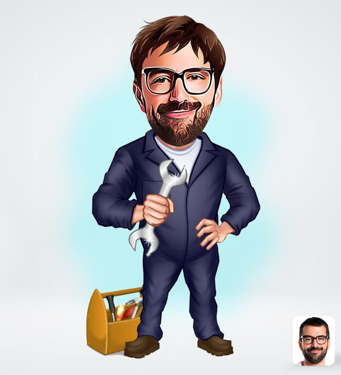 Kişiye Özel Tamirci Karikatürlü Sosyal Medya Dijital Profil Fotoğrafı - Model 1