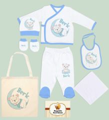 BK Kids Kişiye Özel Mavi Hastane Çıkışı, Anneye Hediye, İsimli Bez Çanta, Yeni Doğan Bebek Giyim Hediyesi, 8 Parça Bebek Hediye Seti-1