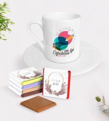 Kişiye Özel En İyi Öğretmen Türk Kahvesi Fincanı ve Çikolata Hediye Seti-3