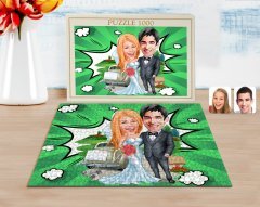 Kişiye Özel Evleniyoruz Karikatürlü 1000 Parça Profesyonel Puzzle-1