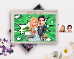 Kişiye Özel Evleniyoruz Karikatürlü 1000 Parça Profesyonel Puzzle-1