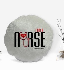Kişiye Özel İsimli Hemşire Tasarımlı Dekoratif Kırlent Yastık-1