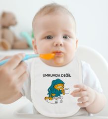 BK Kids Umrumda Değil Tasarımlı Beyaz Bebek Body Zıbın ve Mama Önlüğü Hediye Seti-1
