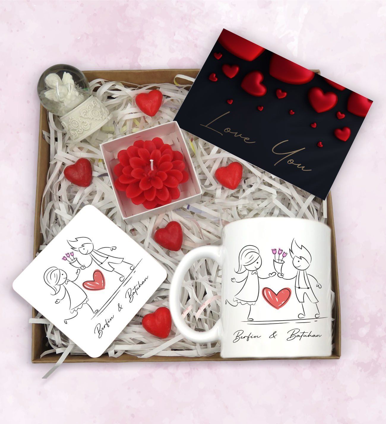 BK Gift Sevgiliye Özel Hediye Seti-1, Yıl Dönümü Hediyesi, İsimli Kupa, Sevgiliye Hediye, Sevgililer Günü Hediyesi