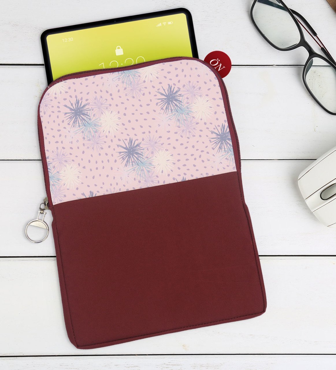 BK Gift Modern Art Tasarımlı Taşınabilir Koruyucu Tablet Kılıfı & Organizer Çanta - Bordo-3