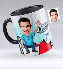 Kişiye Özel Bay Bilgisayar Mühendisi Karikatürlü Siyah Kupa Bardak - 1