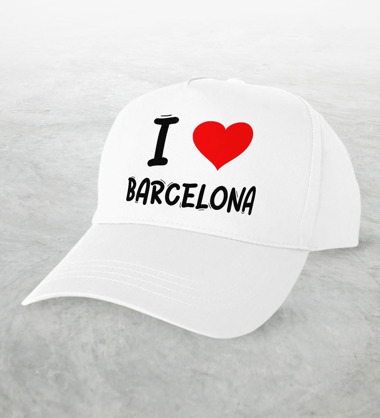 BK Gift I Love Barcelona Tasarımlı Beyaz Şapka - Model 1