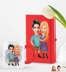 BK Gift Kişiye Özel Sevgililer Karikatürlü 2’li Defter Kupa Hediye Seti, Sevgiliye Hediye, Sevgililer Günü Hediyesi-6