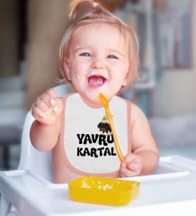 BK Kids Yavru Kartal Tasarımlı Pembe Bebek Body Zıbın ve Mama Önlüğü Hediye Seti-1