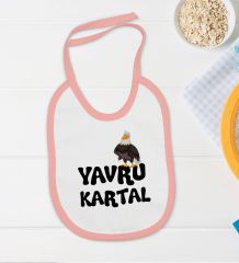 BK Kids Yavru Kartal Tasarımlı Pembe Bebek Body Zıbın ve Mama Önlüğü Hediye Seti-1