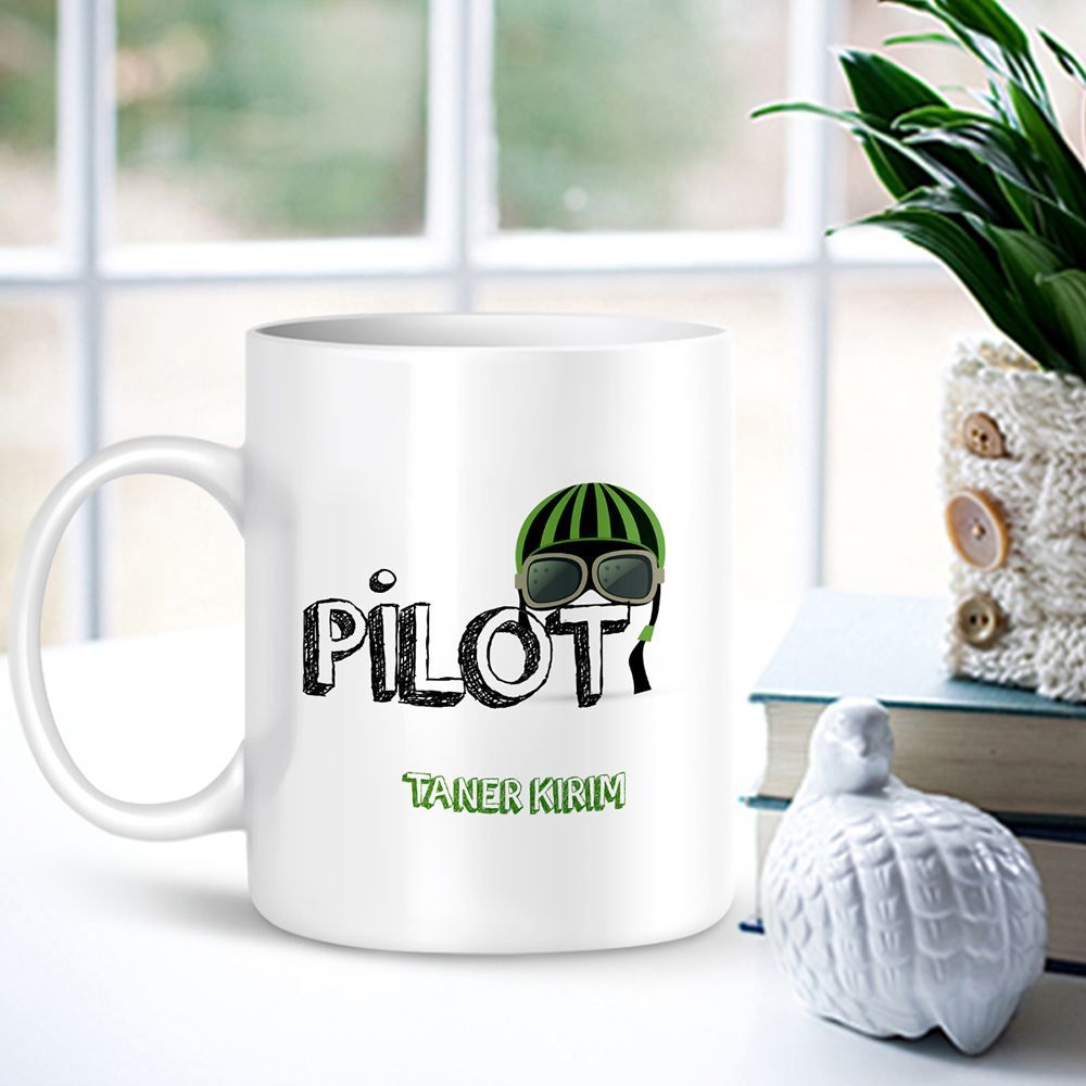 Kişiye Özel Mesleki Pilot Beyaz Kupa Bardak - 001
