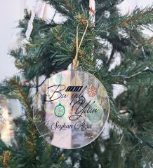 BK Gift Kişiye Özel İsimli Şeffaf Pleksi Yılbaşı Ağaç Süsü- 7, Yılbaşı Hediyesi, İsme Özel Ağaç Süsü, Yeni Yıl Mesajlı Hediye