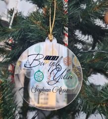 BK Gift Kişiye Özel İsimli Şeffaf Pleksi Yılbaşı Ağaç Süsü- 7, Yılbaşı Hediyesi, İsme Özel Ağaç Süsü, Yeni Yıl Mesajlı Hediye