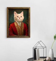 Evcil Dostlara Özel Portre Doğal Masif Ahşap Çerçeveli Tablo 45x65cm-31