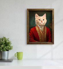 Evcil Dostlara Özel Portre Doğal Masif Ahşap Çerçeveli Tablo 45x65cm-31
