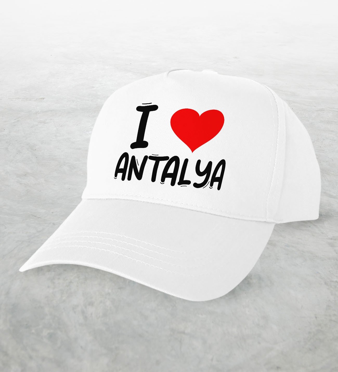 BK Gift I Love Antalya Tasarımlı Beyaz Şapka - Model 1