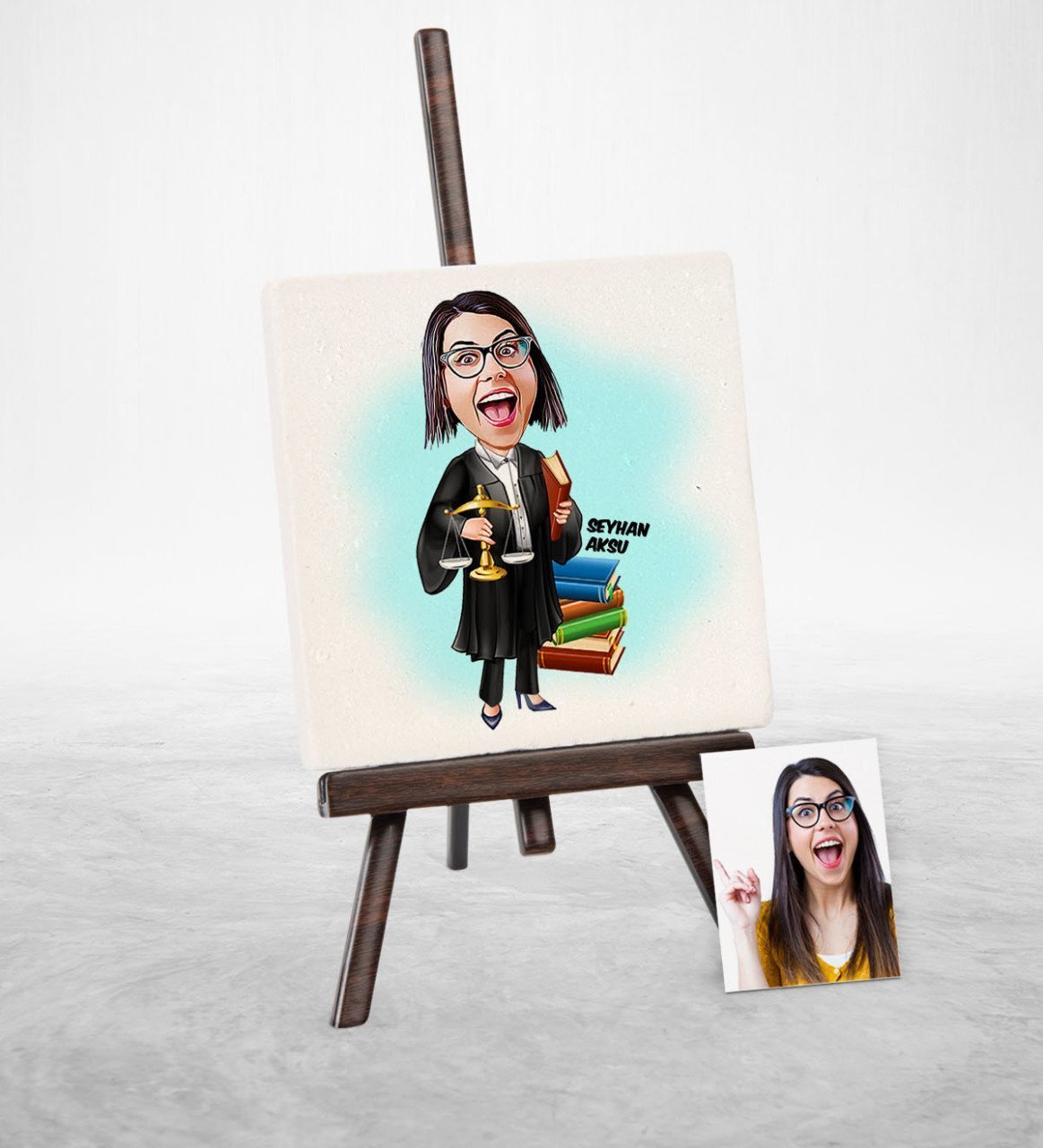 Kişiye Özel Avukat Karikatür Şovaleli Doğal Taş - 2