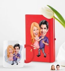 BK Gift Kişiye Özel Sevgililer Karikatürlü 2’li Defter Kupa Hediye Seti, Sevgiliye Hediye, Sevgililer Günü Hediyesi-5