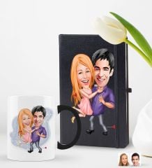 BK Gift Kişiye Özel Sevgililer Karikatürlü 2’li Defter Kupa Hediye Seti, Sevgiliye Hediye, Sevgililer Günü Hediyesi-5