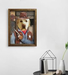 Evcil Dostlara Özel Portre Doğal Masif Ahşap Çerçeveli Tablo 45x65cm-30