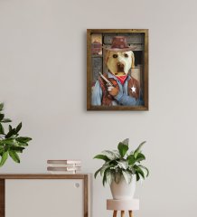 Evcil Dostlara Özel Portre Doğal Masif Ahşap Çerçeveli Tablo 45x65cm-30