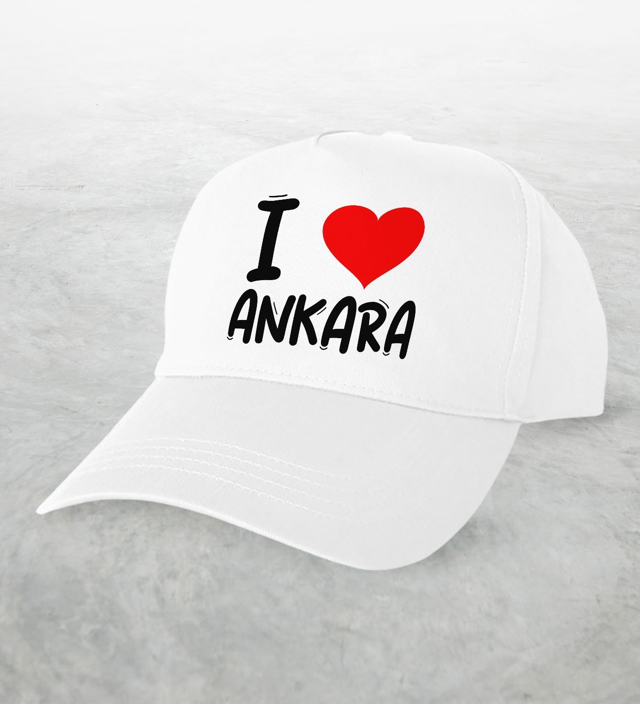 BK Gift I Love Ankara Tasarımlı Beyaz Şapka - Model 1