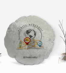 Kişiye Özel İsimli Harita Mühendisi Tasarımlı Dekoratif Kırlent Yastık-1