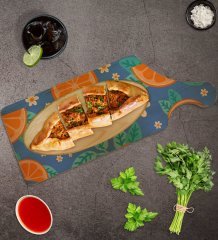 BK Gift Portakal Tasarımlı Dikdörtgen Şeklinde Doğal Ahşap Servis ve Sunum Tabağı Model 1
