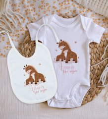 BK Kids Annem Her Şeyim Tasarımlı Bebek Body Zıbın ve Mama Önlüğü Hediye Seti - Model 2