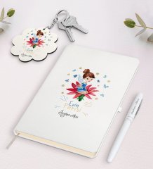 Kişiye Özel Evin Perisi Beyaz Defter Kalem ve Anahtarlık Hediye Seti-2
