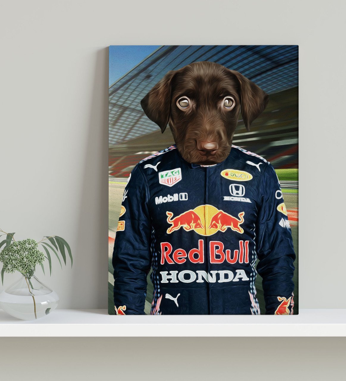Evcil Dostlara Özel F1 Pilot Tasarımlı Portre Kanvas Tablo 30x50cm-1
