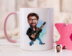 Bk Gift Kişiye Özel Rock And Roll Karikatürlü Pembe Kupa Bardak-1, Sevgiliye Hediye, Arkadaşa Hediye