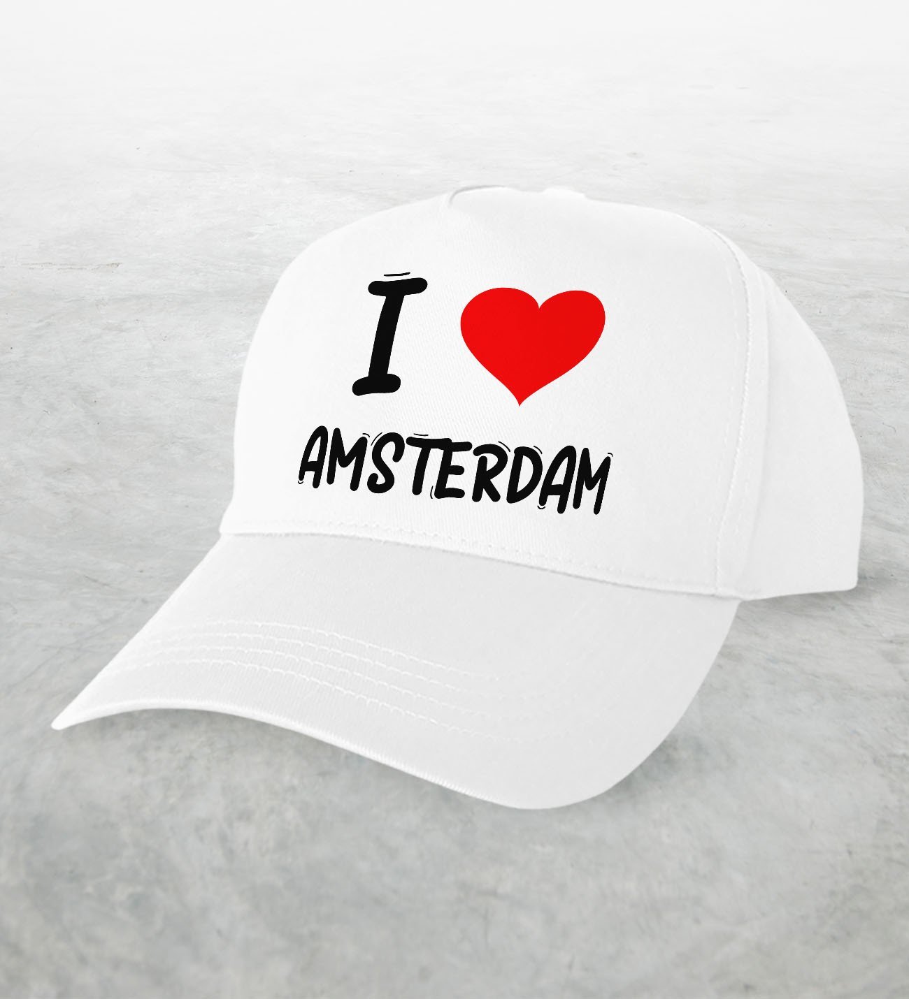 BK Gift I Love Amsterdam Tasarımlı Beyaz Şapka - Model 1