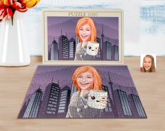 Kişiye Özel Kadın Karikatürlü 1000 Parça Profesyonel Puzzle-104